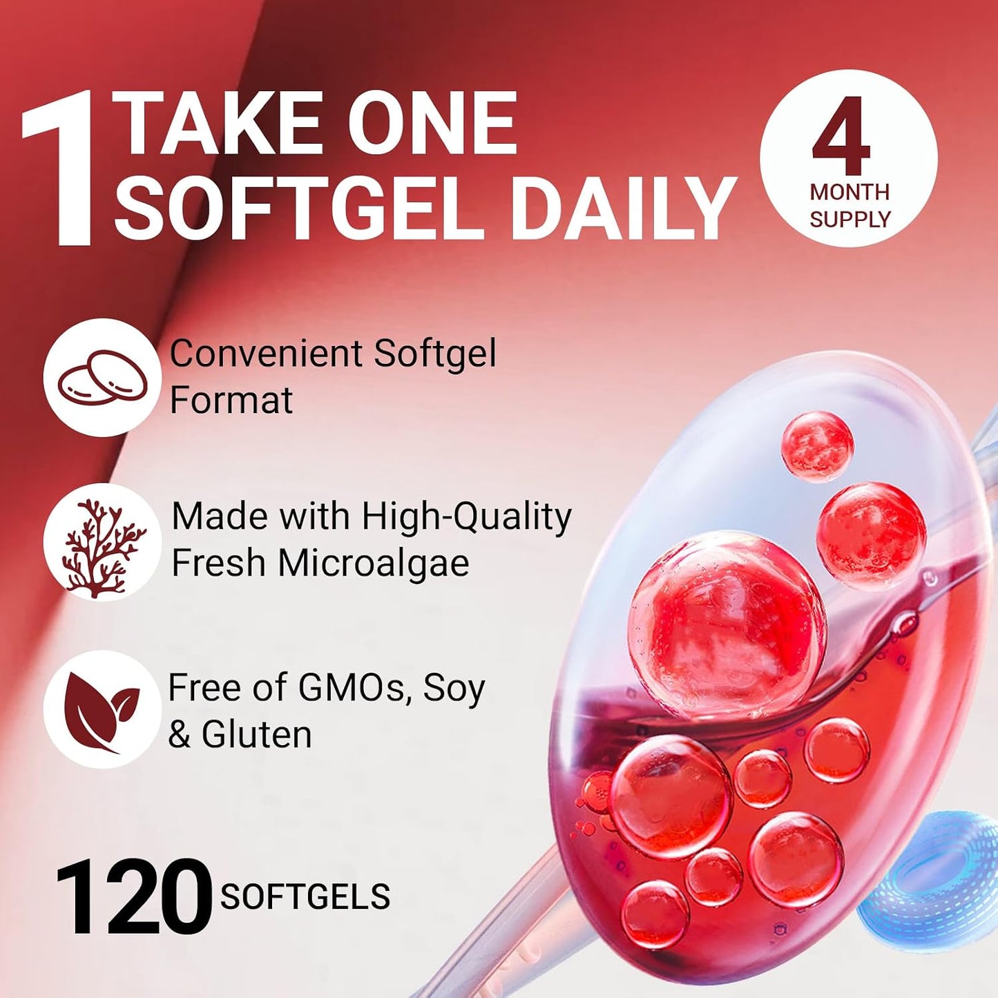 Astaxanthin 12mg Antioxidant Supplements, 120 Softgels